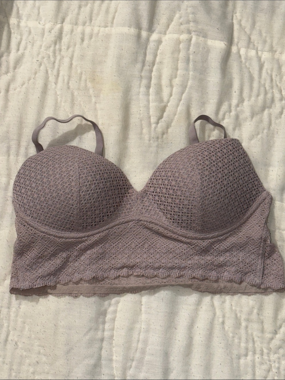 Victoria's Secret Body By Victoria Lace Longline Bralette Wireless Bra 34B Mauve
